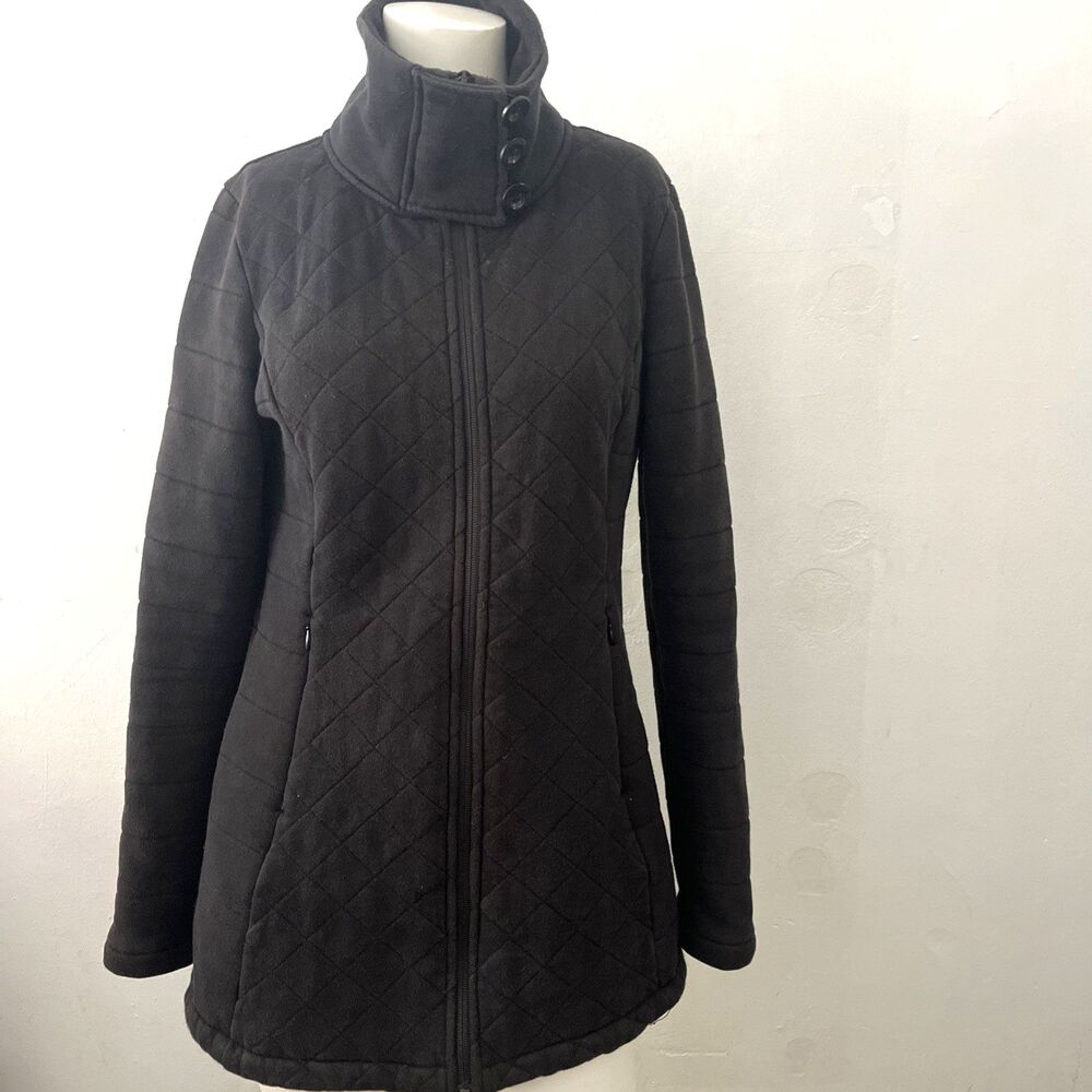 The North Face Caroluna Jacket Womens S Black Full Zip Fleece Lined Quilted Coat